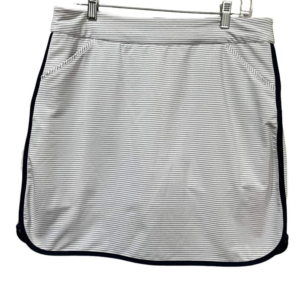 Peter Millar Large Women’s White Navy Blue Stripe Golf Skort/Skirt G2